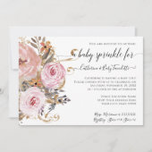 Floral BOHO Blush Pink Waterverf Baby Girl Shower Kaart (Voorkant)