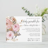 Floral BOHO Blush Pink Waterverf Baby Girl Shower Kaart (Staand voorkant)