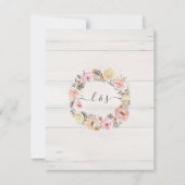 Floral Boho Blush Roos White Wood Weddenschap Deta Kaart (Achterkant)