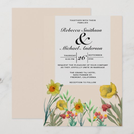 Floral Boho Bouquet Wildflower Kaart (Voorkant / Achterkant)