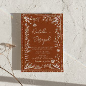 Floral Boho Burnt Orange Terracotta Herbal Wedding Kaart