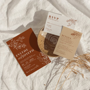 Floral Boho Burnt Sinaasappel Terracotta Kruidenbr Kaart