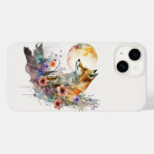 Floral Boho Chic Aesthetic Fox Waterverf Artwork Case-Mate iPhone Case (Achterkant (horizontaal))