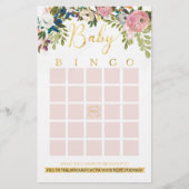 Floral Boho Chic Baby shower Bingo Game (Voorkant)