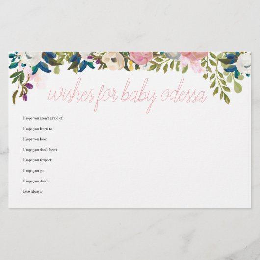 Floral Boho Chic Baby shower Game wil Baby (Voorkant)