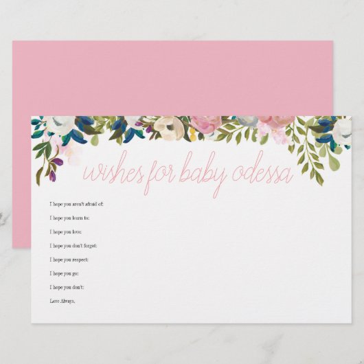 Floral Boho Chic Baby shower Game wil Baby (Voorkant / Achterkant)