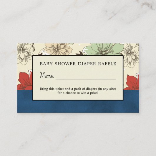 Floral Boho-Chic, Diaper Raffle Ticket Informatiekaartje (Voorkant)