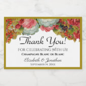  Floral Boho Chic Wedding Bedankt Mini Sparkling Wijnetiket (Enkel label)