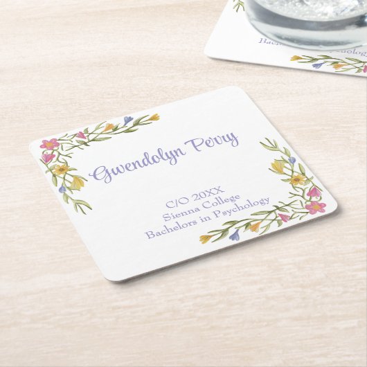 Floral Boho College Afstudeerfeest Kartonnen Onderzetters (Schuin)