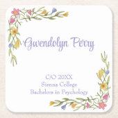 Floral Boho College Afstudeerfeest Kartonnen Onderzetters (Voorkant)