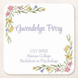 Floral Boho College Afstudeerfeest Kartonnen Onderzetters