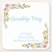 Floral Boho College Afstudeerfeest Kartonnen Onderzetters (Voorkant)