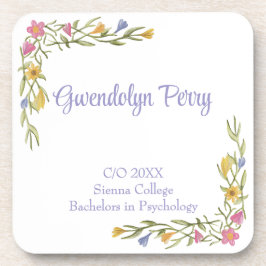 Floral Boho College Afstudeerfeest Plastic Bier Onderzetter