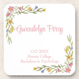 Floral Boho College Afstudeerfeest Plastic Bier Onderzetter