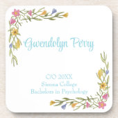 Floral Boho College Afstudeerfeest Plastic Bier Onderzetter (Voorkant)