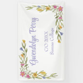 Floral Boho College Afstudeerfeest Spandoek (Verticaal)