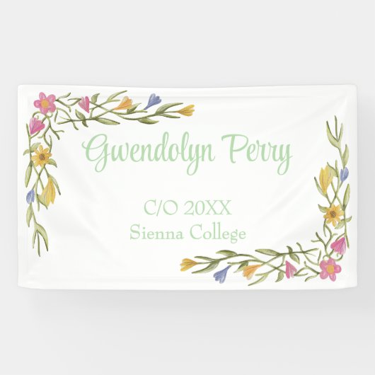 Floral Boho College Afstudeerfeest Spandoek (Horizontaal)