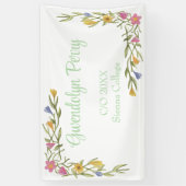 Floral Boho College Afstudeerfeest Spandoek (Verticaal)