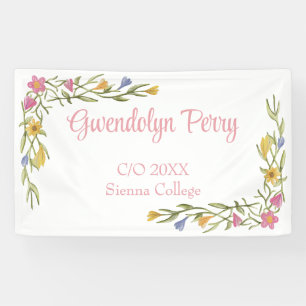Floral Boho College Afstudeerfeest Spandoek