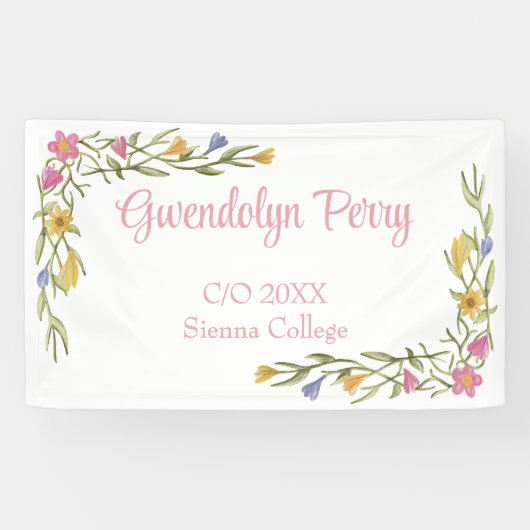 Floral Boho College Afstudeerfeest Spandoek (Horizontaal)