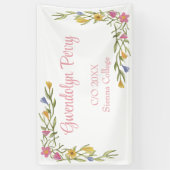 Floral Boho College Afstudeerfeest Spandoek (Verticaal)