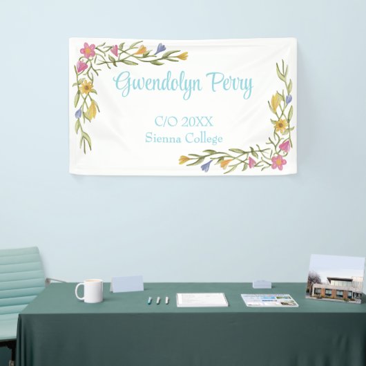 Floral Boho College Afstudeerfeest Spandoek (Beurs)