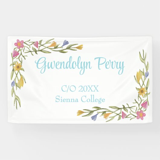 Floral Boho College Afstudeerfeest Spandoek (Horizontaal)