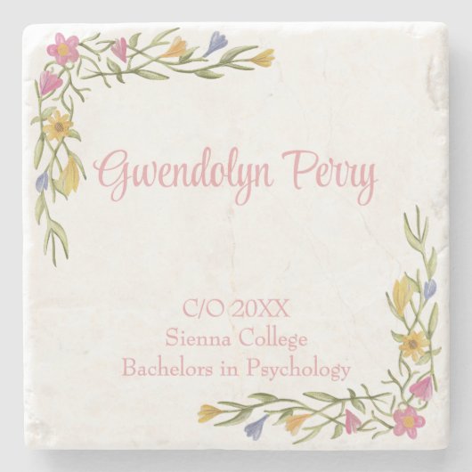 Floral Boho College Afstudeerfeest Stenen Onderzetter (Voorkant)
