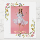 Floral Boho College Afstudeerfeest Wijn Etiket (Enkel label)