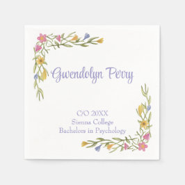Floral Boho College Uitnodiging voor afstudeerfees Servet