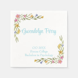 Floral Boho College Uitnodiging voor afstudeerfees Servet