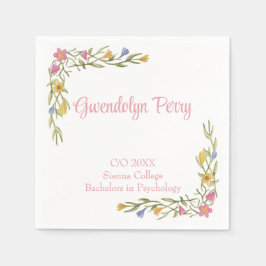 Floral Boho College Uitnodiging voor afstudeerfees Servet