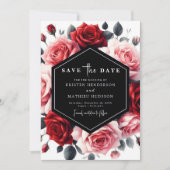 Floral Boho Crimson Red Wedding Save The Date (Voorkant)