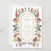 Floral Boho Double Sided Wedding Invitation Kaart (Voorkant)