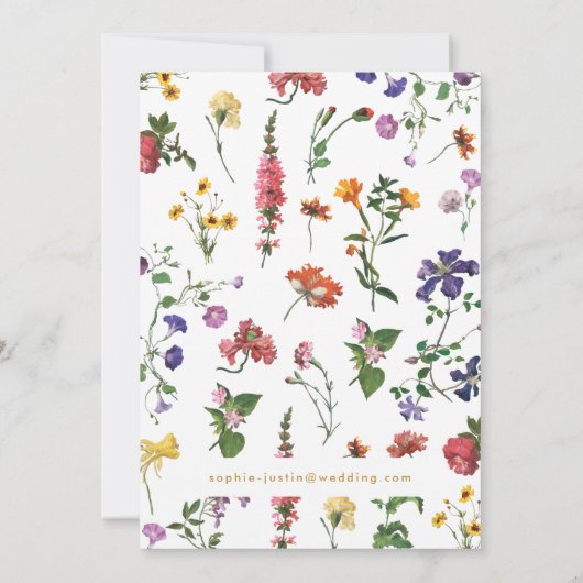 Floral Boho Double Sided Wedding Invitation Kaart (Achterkant)