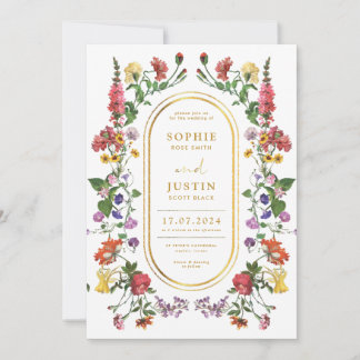 Floral Boho Double Sided Wedding Invitation Kaart