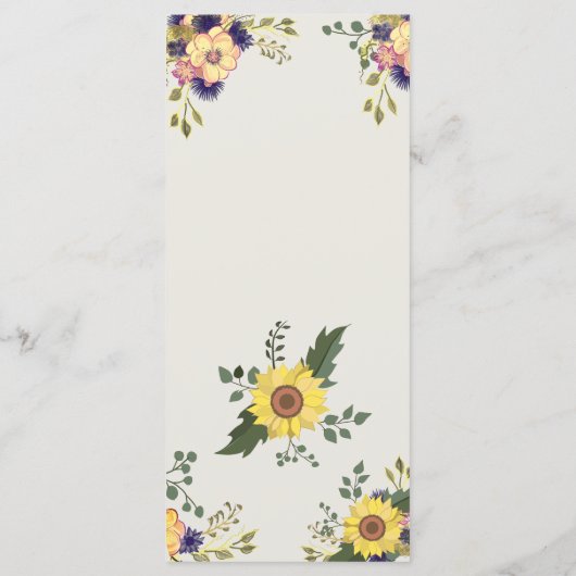 Floral Boho Dusty Blue Wedding Menu (Achterkant)