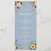 Floral Boho Dusty Blue Wedding Menu (Voorkant)