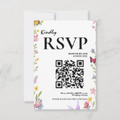Floral Boho Elegant Wildflower QR Code Huwelijk RSVP Kaartje (Voorkant)