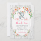 Floral Boho Elephant Baby shower Bedankt Card Kaart (Voorkant)