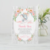 Floral Boho Elephant Baby shower Bedankt Card Kaart (Staand voorkant)