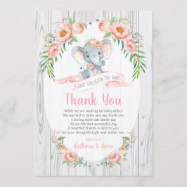 Floral Boho Elephant Baby shower Bedankt Card Kaart