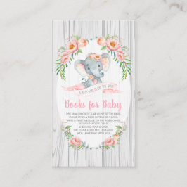Floral Boho Elephant Baby shower brengt boek mee Informatiekaartje