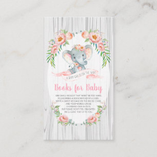 Floral Boho Elephant Baby shower brengt boek mee Informatiekaartje