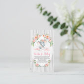 Floral Boho Elephant Baby shower brengt boek mee Informatiekaartje (Staand voorkant)