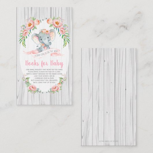 Floral Boho Elephant Baby shower brengt boek mee Informatiekaartje (Voorkant / Achterkant)
