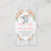 Floral Boho Elephant Baby shower brengt boek mee Informatiekaartje (Voorkant)