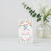 Floral Boho Elephant Baby shower Diaper Raffle Informatiekaartje (Staand voorkant)