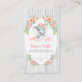Floral Boho Elephant Baby shower Diaper Raffle Informatiekaartje (Voorkant)