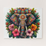 Floral Boho Elephant Legpuzzel<br><div class="desc">Floral Boho Elephant
Art/illustration
colorful
customizable</div>